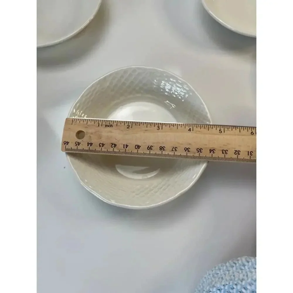 Burleigh Ironstone Staffordshire England White Basketweave Berry Bowls Set of 5